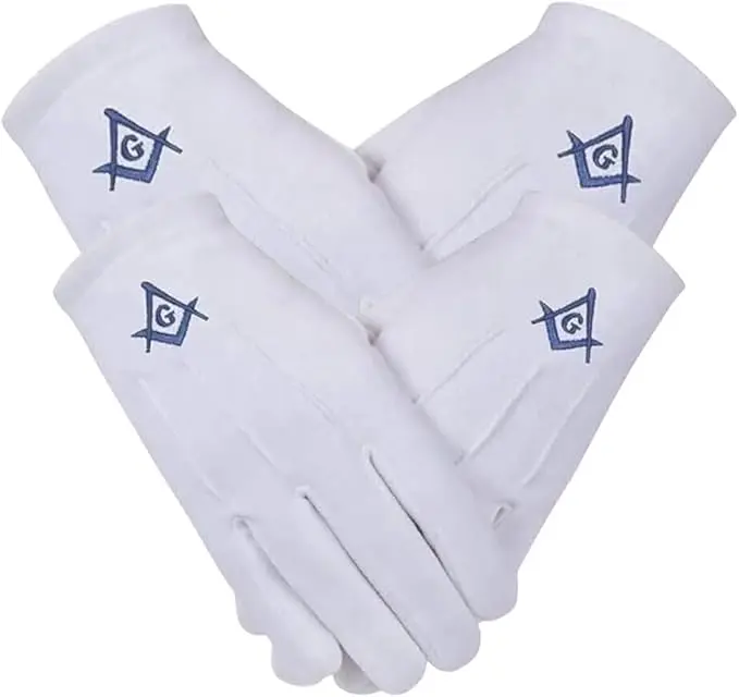 (2 Pair) Blue Square And Compass Machine Embroidered Masonic 100% Cotton… — product photo