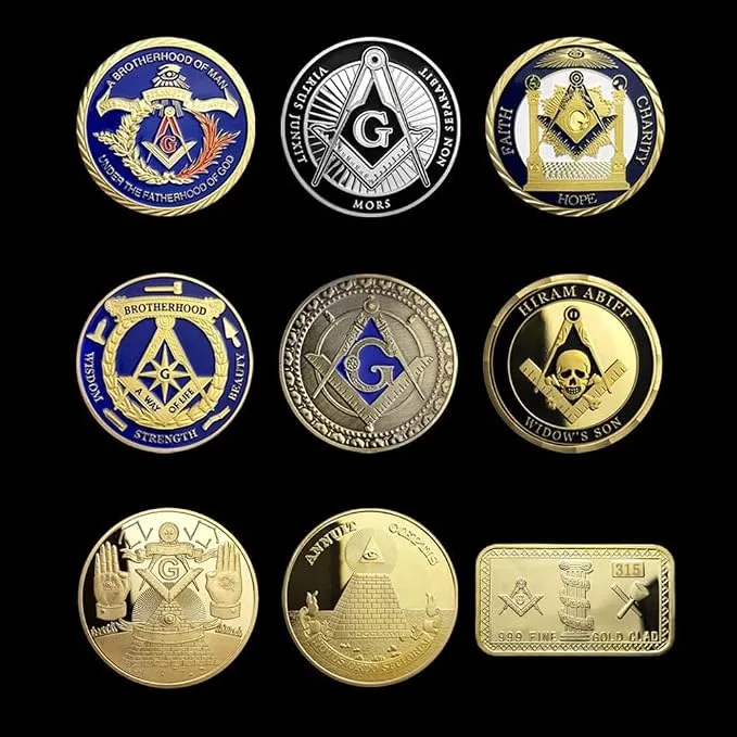 9pcs Masonic Challenge Coin Set United States Freemason Coins1 — product photo