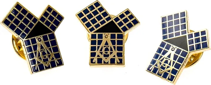 Euclid's 47th Problem Pythagorean Theorem with Grid Lapel Pin Masonic Combo… — product photo