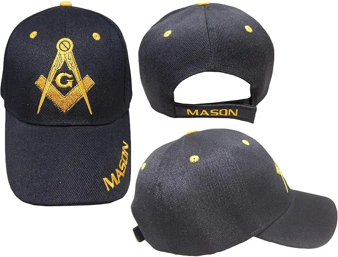 GenCP Freemason Embroidered Black Adjustable Hat Mason Masonic Lodge Baseball… — product photo
