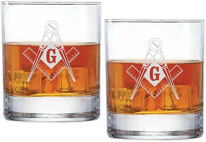 GIFTS INFINITY Personalized Freemason Masonic 11oz Old Fashioned Glasses — product photo