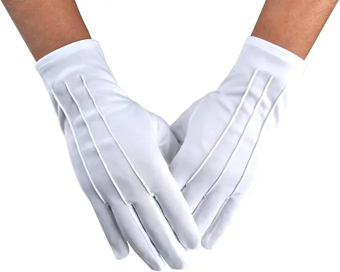 JISEN Men Police Formal Tuxedo Honor Guard Parade Nylon Cotton Gloves 26cm — product photo
