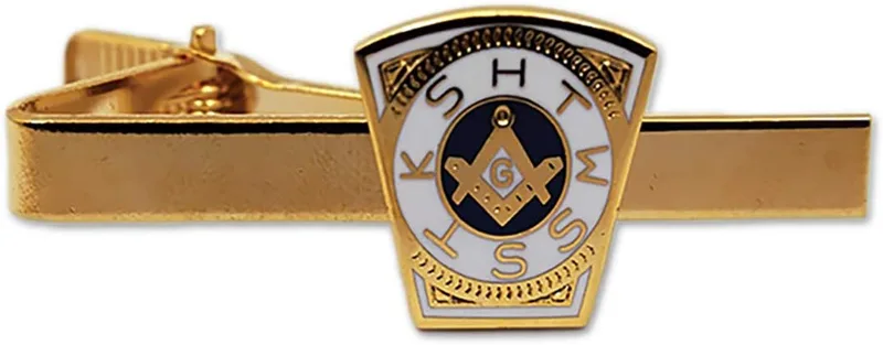 Keystone Masonic Tie Clip - [White & Blue][2 1/4'' Wide] — product photo