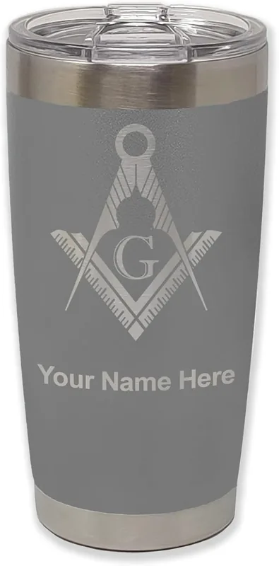 LaserGram Personalized 20oz Tumbler, Freemason Symbol — product photo