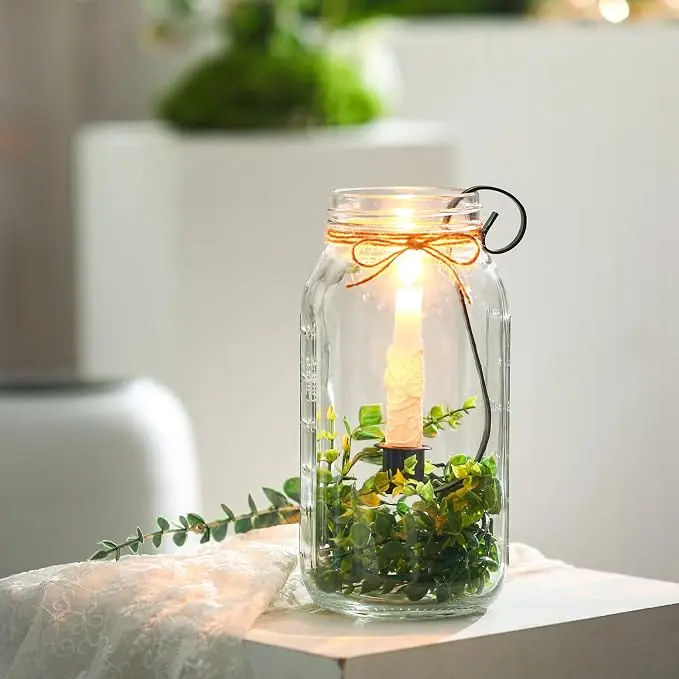 Mason Jar Taper Candle Holder Insert, 2 Pack Farmhouse Iron Hook Candle… — product photo