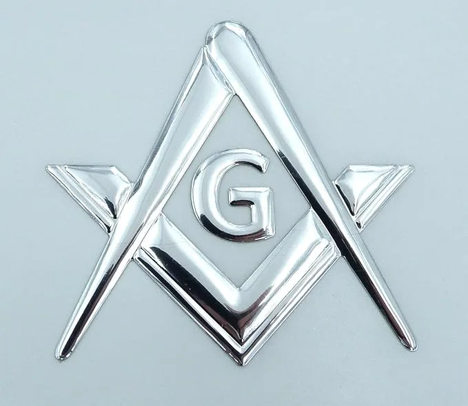 Mason Masonic Chrome Silver Decal Emblem 3D Sticker car Bike 2.5" Flexible — product photo