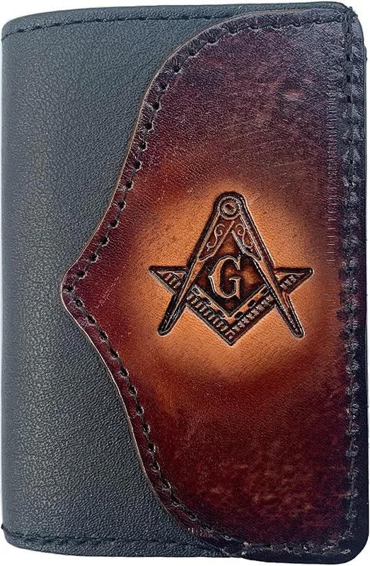 Masonic Handcrafted Leather Trifold Wallet — product photo