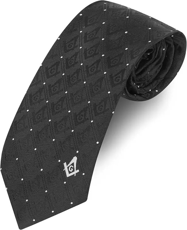 Masonic Regalia Craft Masons Neck knitted Woven Silk Tie with square and… — product photo