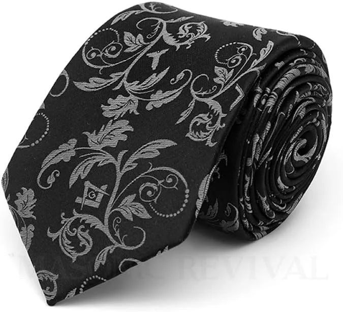 Masonic Revival Noche Silver Necktie — product photo