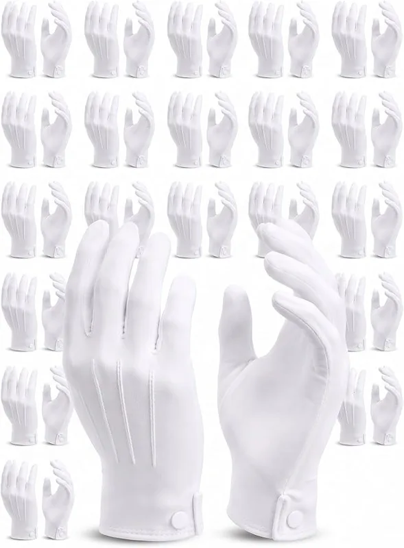 Mixweer 24 Pairs White Nylon Gloves for Costume Pallbearer Parade — product photo