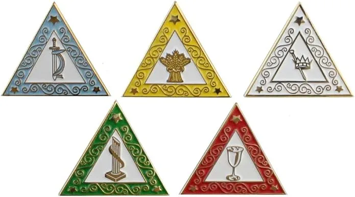 OES Eastern Star Point Set Triangle Lapel Pin One Inch Gold Plated — product photo