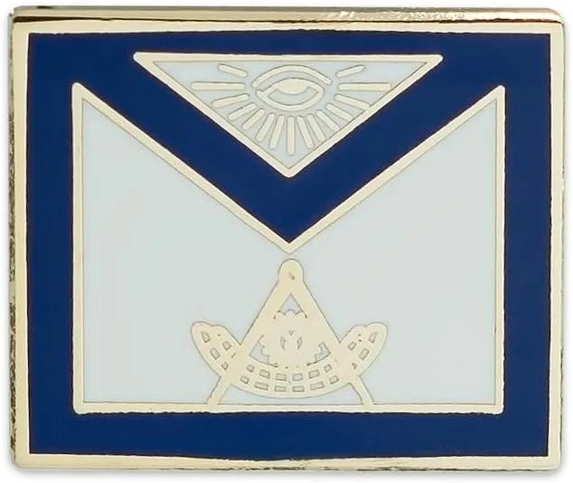 Past Master Apron Masonic Lapel Pin - [Blue & White][3/4'' Wide] — product photo
