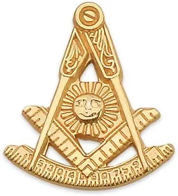 Past Master with Square & Protractor Masonic Lapel Pin - [Gold][5/8'' Tall] — product photo