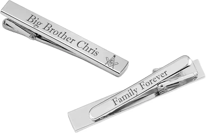 Personalized Silver Tie Clip For Freemasons Engraved Free — product photo