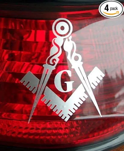 ProSticker 0008 (Four Pack) 3" Masonic Series Freemason Compass Square Decal… — product photo
