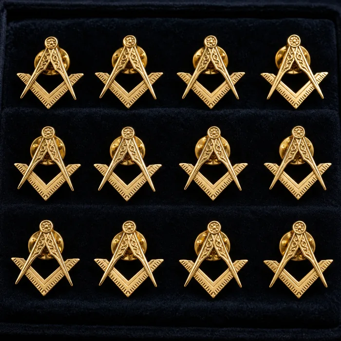 Representative photo of Masonic lapel pins in a set