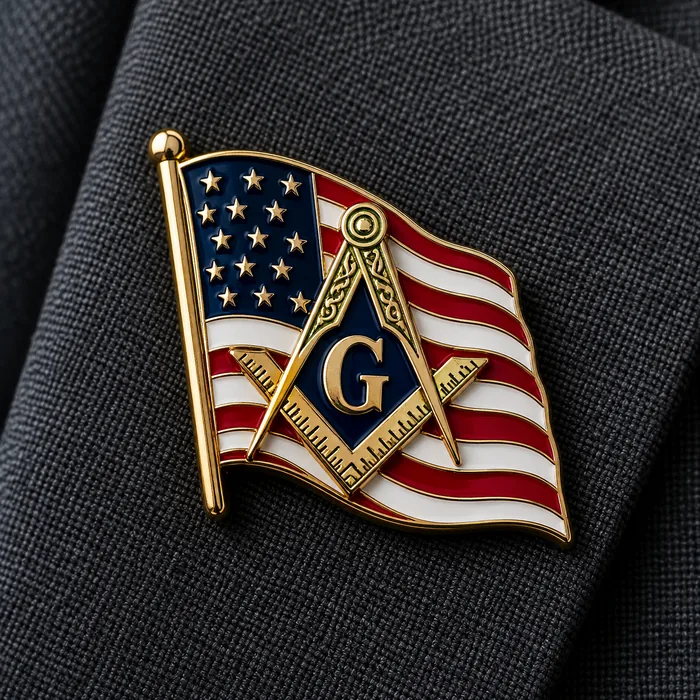 Representative photo of an American flag Masonic lapel pin