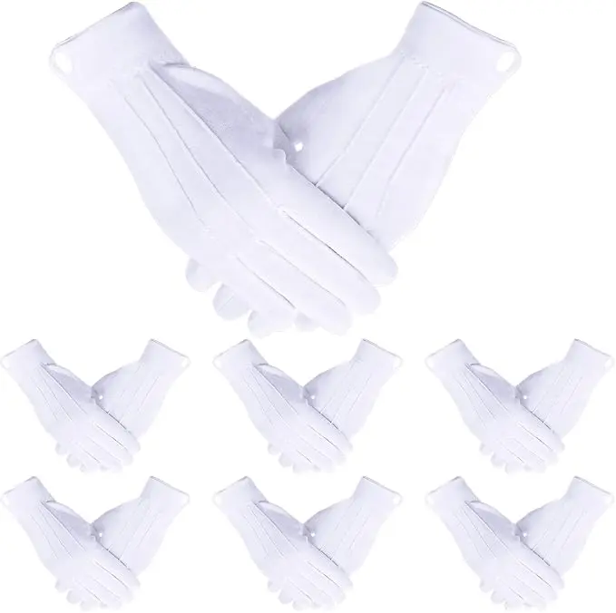 SATINIOR 10/100 Pairs White Cotton Marching Gloves Formal Tuxedo Guard Parade… — product photo