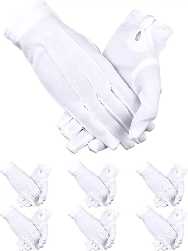 SATINIOR 12 Pairs White Gloves for Men Honor Guard Formal Parade Costume — product photo