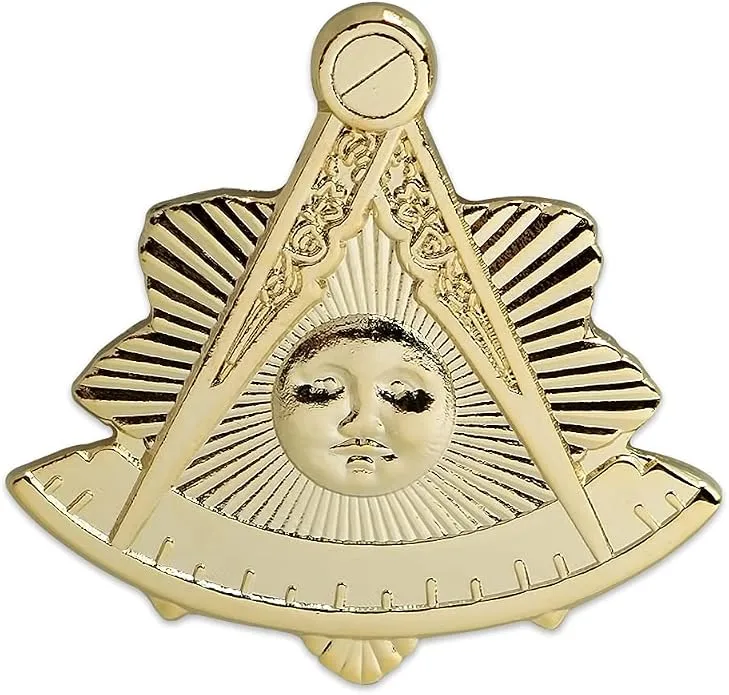 Shining Past Master Masonic Lapel Pin - [Gold][1 1/8'' Tall] — product photo