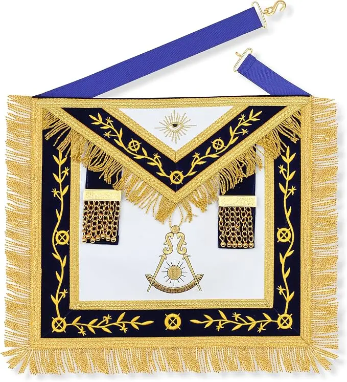 SialkotCrafts Masonic Apron-Embroidered Past Master Apron Royal Blue With… — product photo