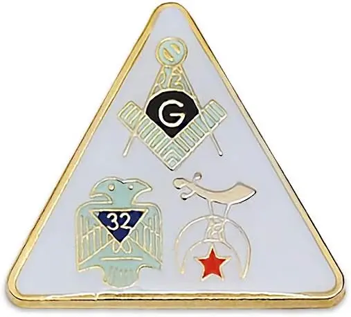 Square & Compass 32nd Degree Shriner Triangle Masonic Lapel Pin - [White &… — product photo