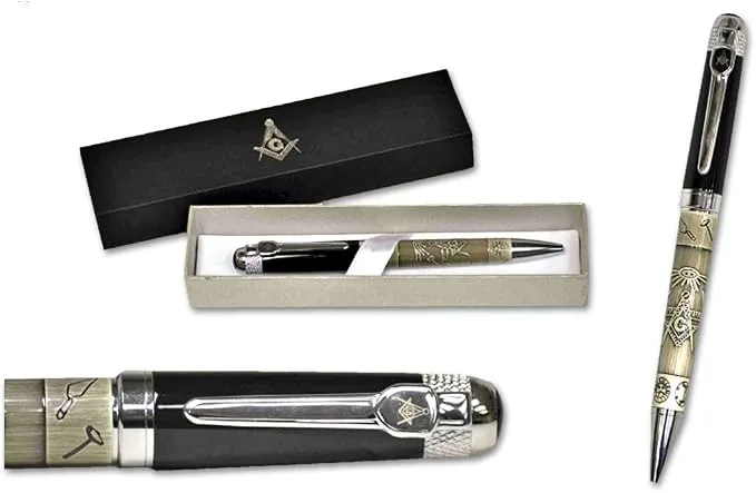 Square & Compass All Seeing Eye Masonic Ball Point Pen — product photo
