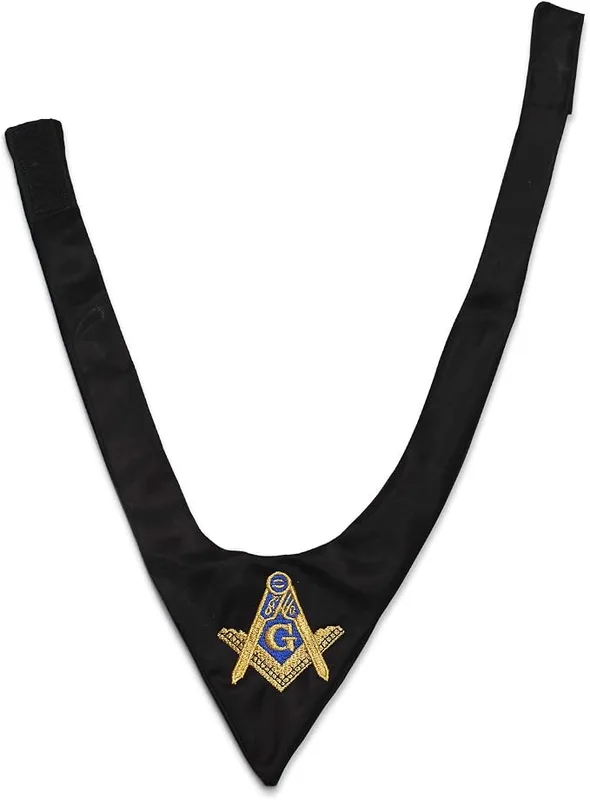 Square & Compass Masonic Cravat - [Black & Gold] — product photo