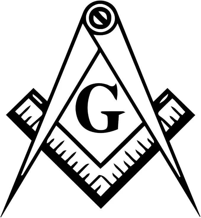 Square & Compass with G Masonic Vinyl Decal - [Black][6 Inch] — product photo