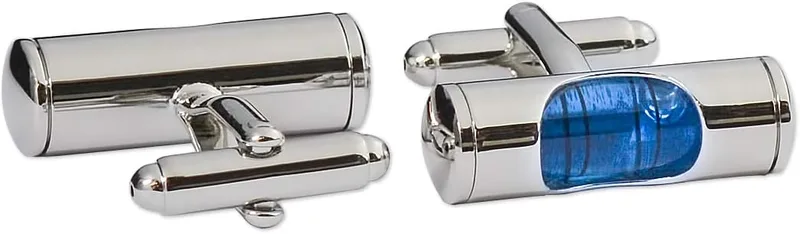 The Masonic Exchange Blue Level Cuff Link Pair - [Silver][1'' Wide] — product photo