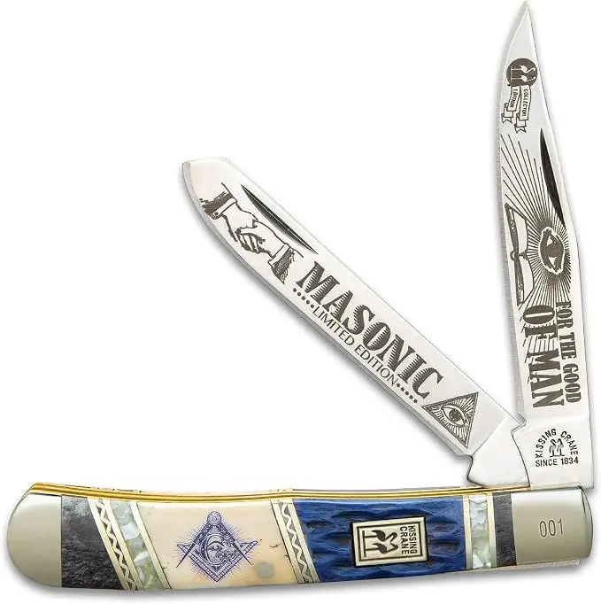 Trapper Knife - Masonic | Pocket Knife for Men | 4" Length When Closed… — product photo