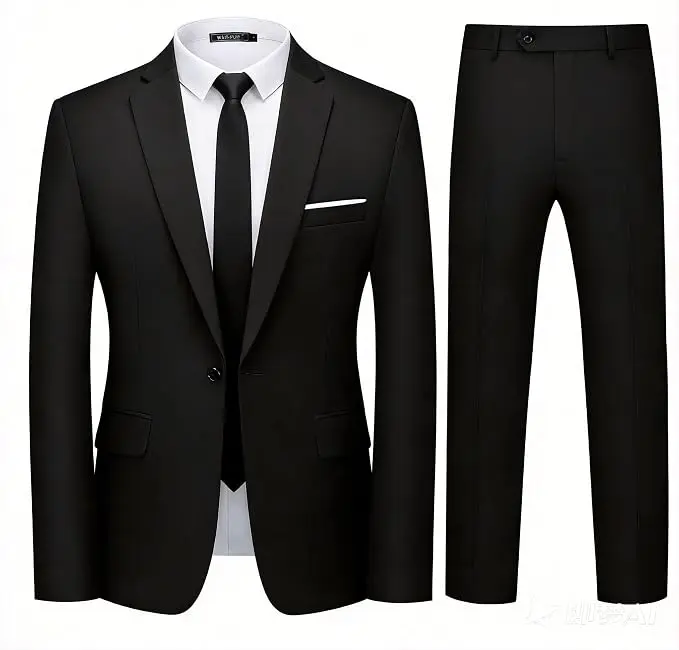 WULFUL Men's 2 Piece Suit, One Button Slim Fit Solid Jacket and Pants Set… — product photo