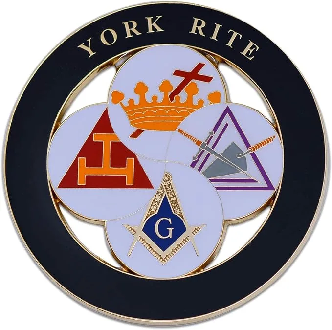 York Rite Royal Arch Templar Cryptic Council Round Masonic Auto Emblem… — product photo